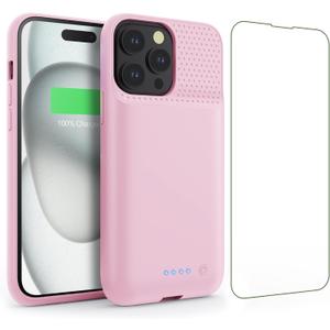 Battery Case for iPhone 15Pro (6.1Inch), Real 7500mAh Ultra Slim Portable & 15W Fast Charging, Rechargeable Protective Extended Charger Case Cover Only for iPhone 15Pro Charging Case-Pink