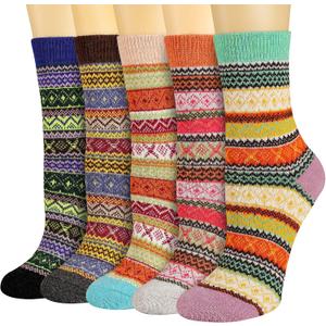 Heatuff Women's Winter Wool Socks Warm Soft Full Cushion Crew Socks (5 Pairs)