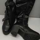 DREAM PAIRS Women's Chunky Heel Knee High Boots Side Zipper Round Toe Boots with Faux Fur Lining (9.5, Black)