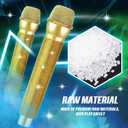 Sanwuta Bling Microphone Prop, Rhinestone Fake Microphone, Sparkly Glitter Toy Mic for Lip Sync, Disco Party Favors, Stage Performance, Christmas Halloween Cosplay Accessories (Gold)