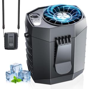 2025 Smart Portable Rechargeable Fan with LED Light & 25H Runtime, 4-Speed 9200RPM Turbo Cooling Personal Waist Fan, Wearable Neck & Belt Clip for Camping, Outdoor, Hiking - Black