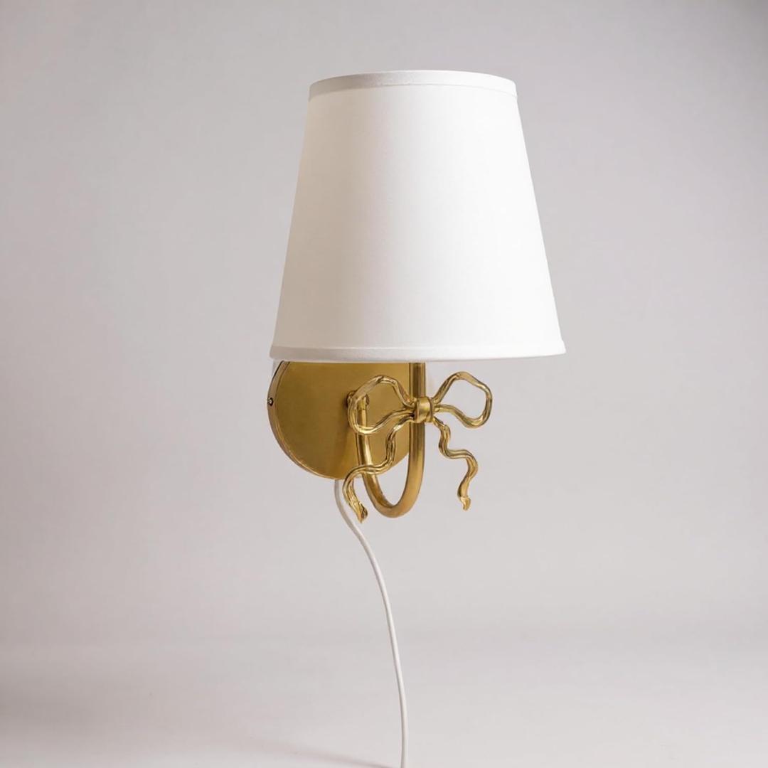 Bow Wall Lamp Elegant Coquette-Style Sconce Light for Bedroom, Hallway & Vanity Decor, Soft Warm Ambient Lighting, Cute Feminine Bow Design for Aesthetic Rooms (Gold), 8 inches by 12 inches