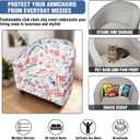 Club Chair Slipcover Printed 2 Piece Round Barrel Chair Cover Tub Armchair Covers with Elastic Bottom Chair Coverings Furniture Protector for Bar Counter (White+red Flower)