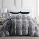 Puredown Goose Down Comforter Full Size, 800 Fill Power, 100% Cotton 93% Goose Down All Season Down Duvet Insert Grey, Lightweight Cloud Fluffy Pinch Pleat - Grey