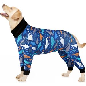 Etdane Dog Onesie Surgery Recovery Suit for Female Male Dogs After Spayed Suit Surgical Recovery Suit Anti Shedding Body Suit for Small Medium Large Dog Sharks/Large