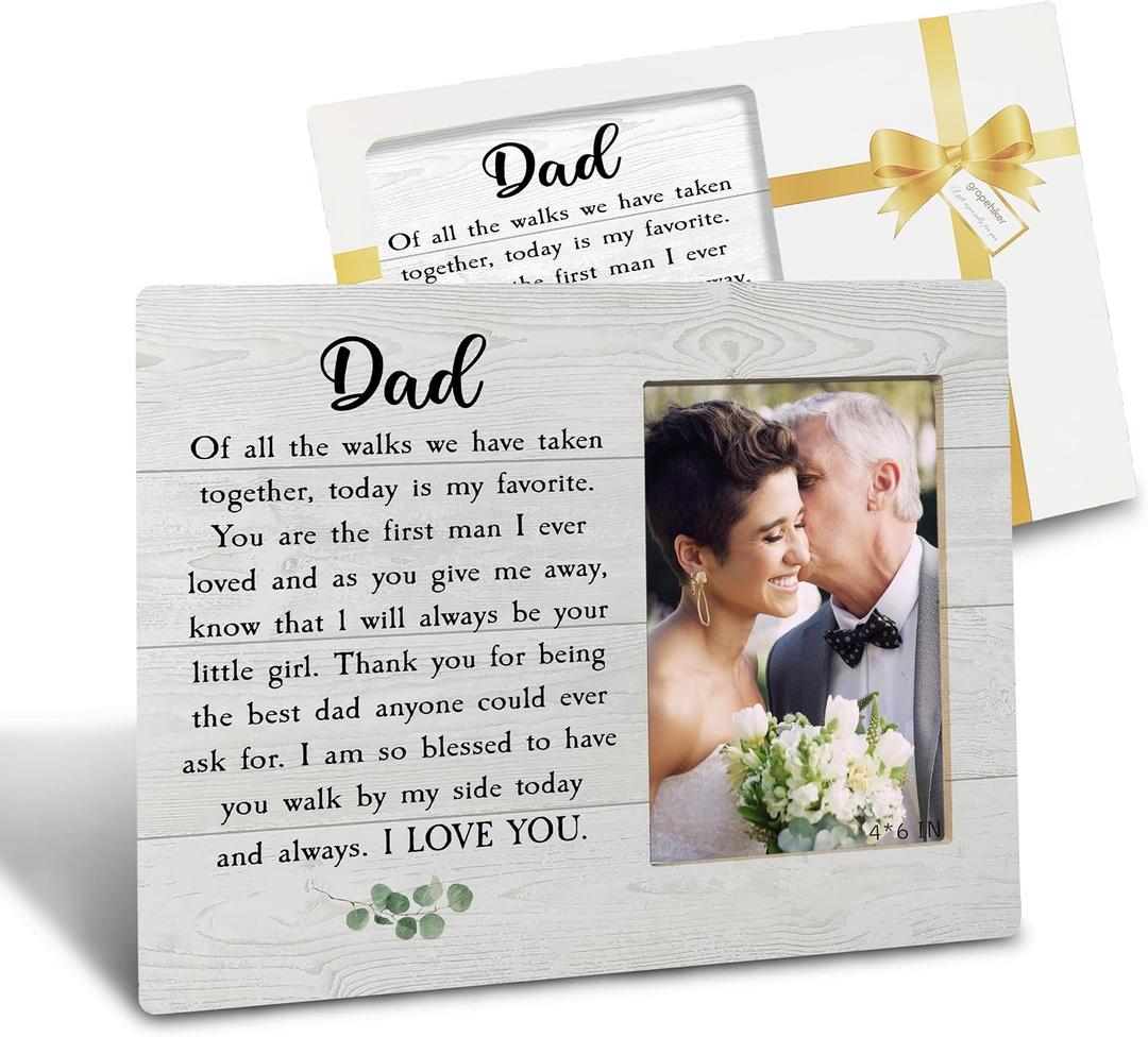 Father of the Bride 4x6 Picture Frame - Perfect Gifts from Daughter & Bride for Wedding Day