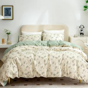 Jane yre Floral Duvet Cover Queen, Brushed Microfiber 3 Pieces Floral Bedding Set Queen, Garden Style Flower Pattern Flower Queen Duvet Cover, with Zipper Closure, Luxury Soft Breathable Comfy