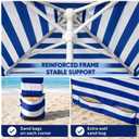 Beach Cabana, 6.6'6.6' Portable Beach Canopy with Side Wall, Easy Up UPF 50+ Beach Tent Sun Shelter with Sand Pockets, Waterproof Cabana Umbrella Tent for Family, Backyards, Camping, Blue Stripe