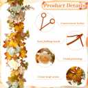 Hotop 2 Pack 6 ft Thanksgiving Maple Leaf Garland for Autumn Decoration, Artificial Harvest Garland with Maple Leaves, Rose and Pumpkin, for Wedding Party Dinner Indoor Outdoor Fireplace