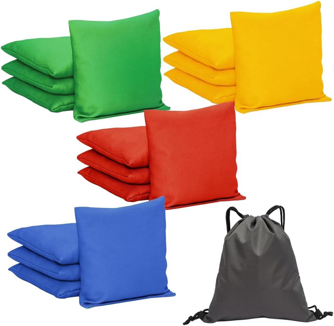 4" X 4" Canvas Bean Bags for Toss Bean Bag Set, Premium Entry Level All Weather Canvas Hole Bean Bags for Party Supplies Party Games and Activities (4 Color, 16 Pack)