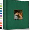 Artfeel Photo Album 4x6 with 600 Pockets,Slip-in Picture Albums,Linen Cover Memory Book with Front Window,White Page Vertical Photo Book for Wedding,Family,Anniversare,Baby,Vacation (Dark green)