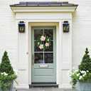 20" Artificial Wreath for Front Door Pink Magnolia Wreath Greenery for Easter Spring Housewarming Wedding Farmhouse Mantel Door Decoration