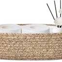 ABenkle Small Storage Basket for Toilet Tank Top - Jute Rope Woven Organizer with Handle, Boho Countertop Bathroom Decor, Toilet Paper Holder, 13x6x4 Inch