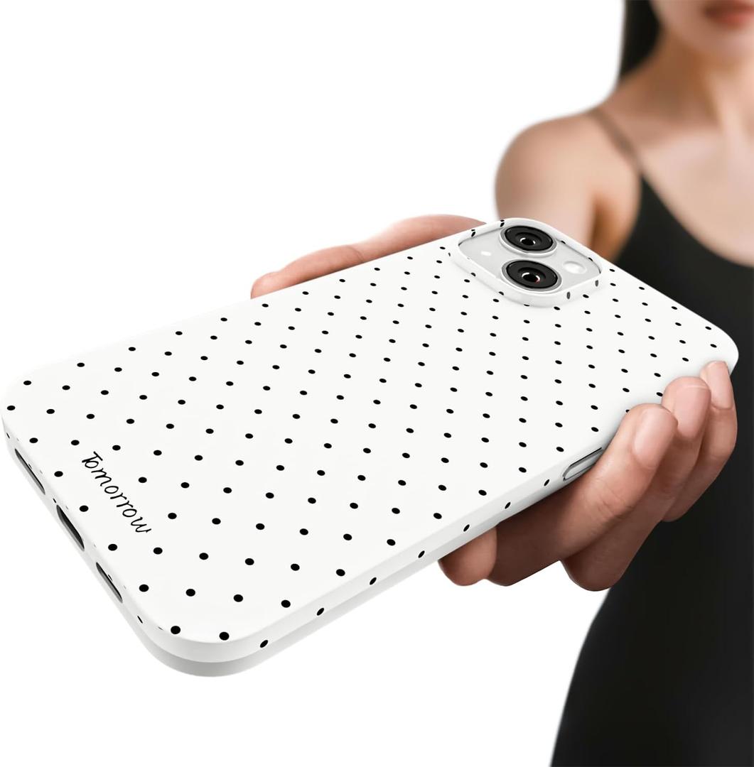 3 x Compatible with iPhone 13 & iPhone 14 Case, with Polka Dot Aesthetics Design Simple Case for Women Girl, Cute Fashion Soft TPU Slim Protection Phone Case for iPhone 14/13 6.1'' - White