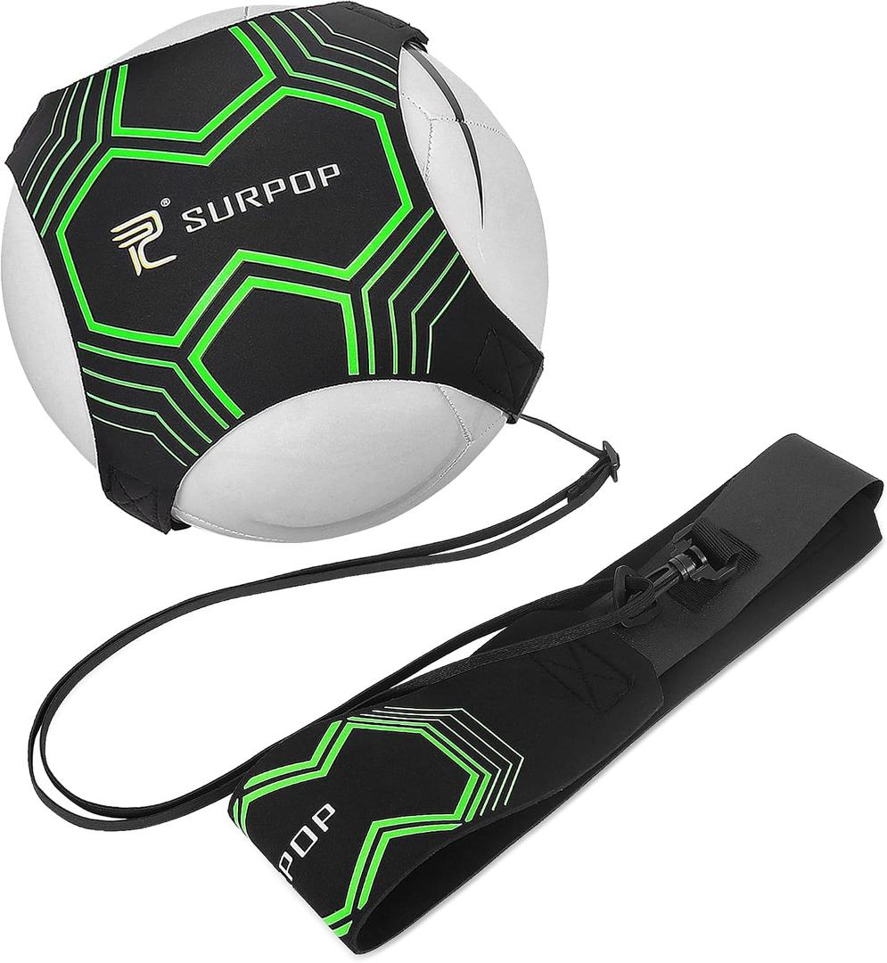 Soccer/Volleyball/Rugby Trainer, Football Kick Throw Solo Practice Training Aid Control Skills Adjustable Waist Belt for Kids Adults (Glow)