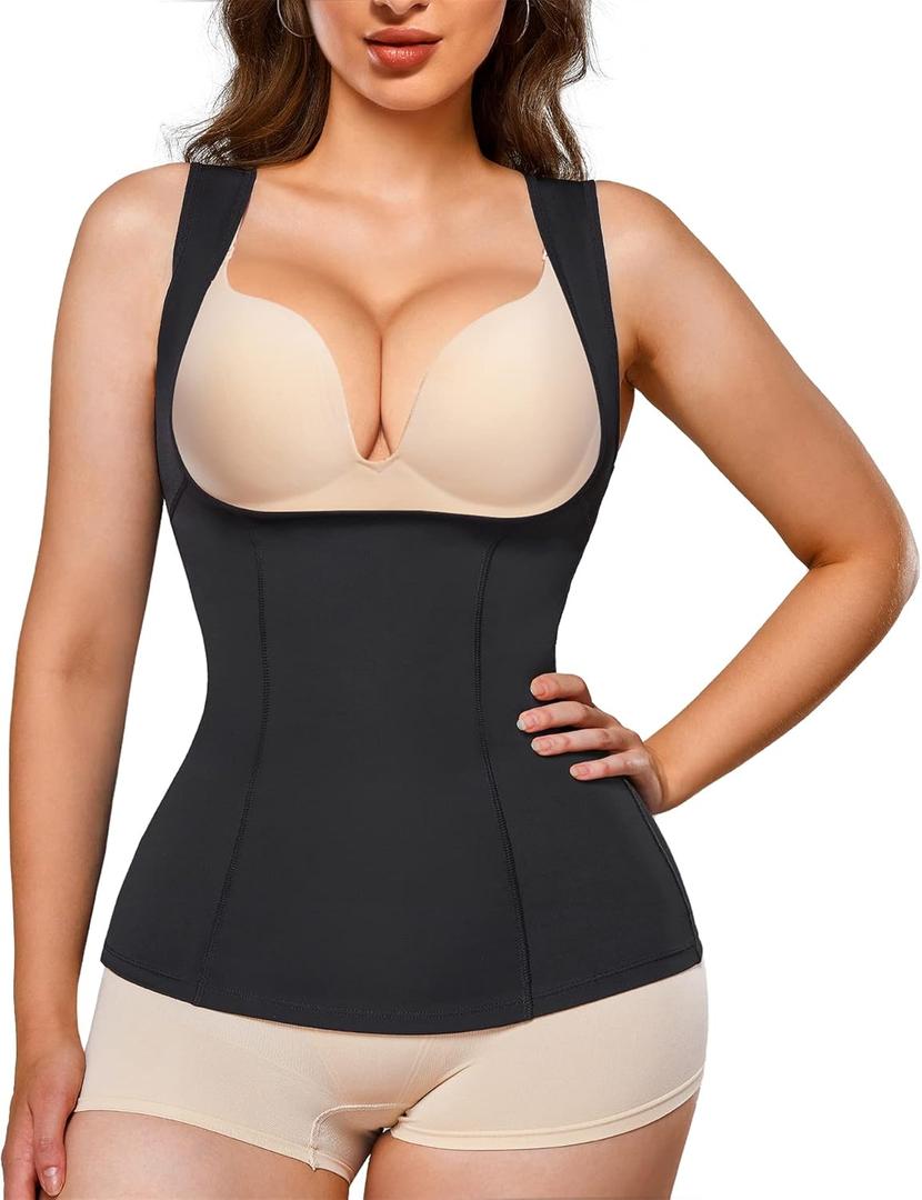 Eleady Women's Underbust Corset Tops Waist Trainer Tummy Control Shapwear Slimming Body Shaper (Large, Black)