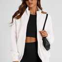 PRETTYGARDEN Women's 2025 Spring Fall Fashion Full Zip Up Sweatshirt Long Sleeve Loose Fit Trendy Casual Jacket with Pockets (White, S)