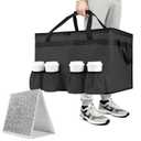 CIVJET Insulated Food Delivery Bag with 4 Cup Holder and Bottom Support, XXX-Large Insulated Grocery Bags Keep Food Hot/Cold, Cooler Bags with Drink Carrier, Food Carrier Catering Bag for Events,Black
