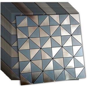 14 Sheets Small Triangle Peel and Stick Backsplash Tile for Kitchen, Self-Adhesive Mosaic Tile, Stick on Bathroom VanitiesFireplace Dcor, Laundry Table (Grey)