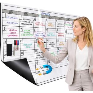 Magnetic Calendar Dry Erase, 25 x 38 in Magnetic Dry Erase Board Calendar