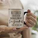 Funny Retire Gifts for Grandma or Grandpa, Retirement Gifts for Women Men Mom Dad Coworkers Friends, Christmas Retired Under New Management See Grandkids For Details 11oz