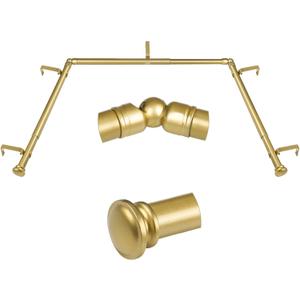 TONIAL 3/4 Inch Bay Window Curtain Rods, 36 to 72 Inch Center Rod for window 24 to 68 Inch, 20 to 36 Inch Side Rod for window 16 to 32 Inch, Decorative Drapery Rods with Small Cap Finial, Antique Gold