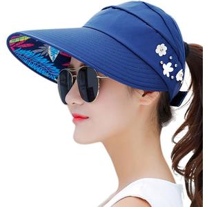 Sun Hats for Women Wide Brim Sun Hat UV Protection Caps Floppy Beach Packable Visor (Blue)
