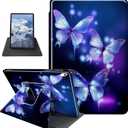 Purple Butterflies Pattern Case for iPad Air 13 Inch Case M2 2024,BFDHGQZC 360 Degree Rotating Stand Protective Cover with Auto Sleep/Wake for iPad Air 13 Inch M2 2024
