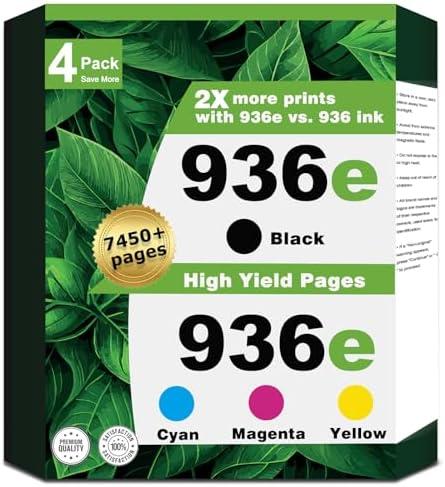 936e Ink Cartridges Combo Pack Compatible for HP 936 for OfficeJet Pro 9120e 9125e 9135e 9110b 9128e 9130b; Wide Format 9730e; OfficeJet 9122e Replacement for 936XL (Black Cyan Magenta Yellow 4-Pack)