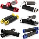 Motorcycle Gunmetal Rubber Hand Grip for 7/8" 22mm Handlebar Street Sport Dirt Bike with Billet Aluminum Bar End Cap
