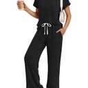 Trendy Queen 2 Piece Lounge Sets for Women Summer 2026 Fashion Pajamas Sets Two Piece Sweatsuit Pjs Loungewear Matching Airport Vacation Travel Outfits Clothes Black XL