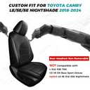 Custom Fit Seat Covers for Toyota Camry 2018-2024 LE/SE/SE Nightshade - Premium Faux Leather Full Set with 4-Layer Waterproof Protection,Black Not for Hybrid