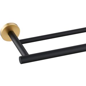 Miyili 30-Inch Bathroom Double Towel Bar SUS 304 Stainless Steel Bath Towel Rack Holder Wall Mount Black & Gold, A01BG75B