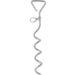 WePet Dog Tie-Out Stake, Durable Silver Spiral Anchorstake, Secure Outdoor Tethering for All Cable Leash Chain, Camping Yard, Rust-Resistant, Easy Installation, Medium, 16 Inch