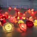 TURNMEON 10FT 30LED Rose Light Valentines Day Decorations Flower String Light Red Pink White Valentines Lights Battery Operated Valentine Garland with Lights Indoor Outdoor Home Party Wedding Decor
