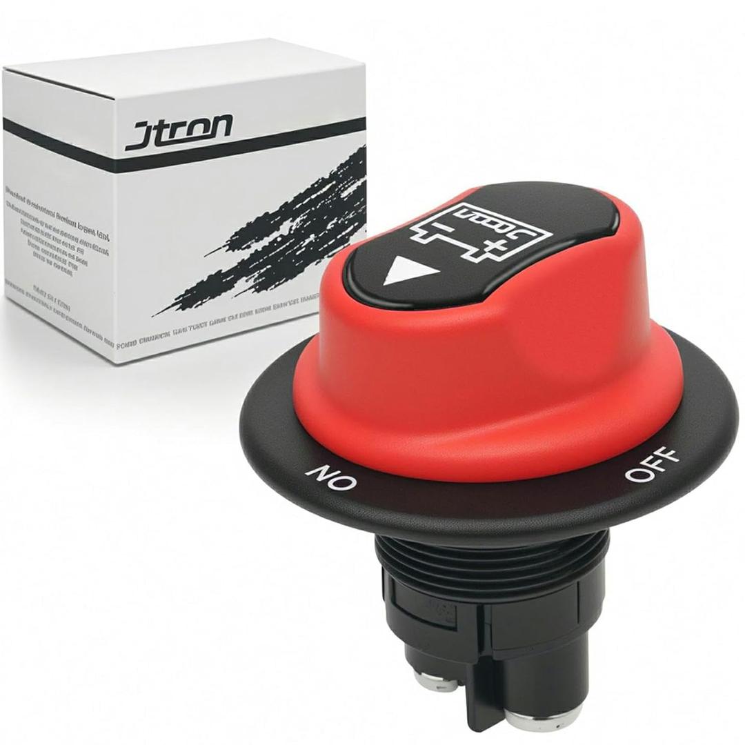 Jtron Car Battery Disconnect Switch MAX.50V DC 50A Cont 75A INT Boat Battery Switch Waterproof for Car Motorcycle Marine Boat Auto Camper RV ATV UTV Vehicles (NO-OFF/50A)