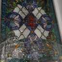 Bieye W10028 Victorian Tiffany Style Stained Glass Window Panel with Chain, Rectangular Shape, 18" W x 25" H