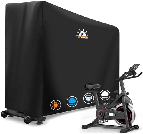 Zettum Exercise Bike Cover - 600D Bicycle Cover Waterproof & Dustproof, Heavy-Duty Stationary Bike Cover for Peloton, Schwinn, NordicTrack, Upright Bicycle Covers, All-Weather Indoor & Outdoor Use