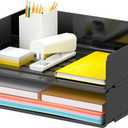 Desk Organizer, Stackable Paper Letter Tray, Desktop File Paper Holder Office Organization School Supplies , Blac
