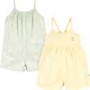 Gerber Baby Girls' Toddler 2-pack Sleeveless Romper Jumpsuit