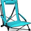 Beach Chairs for Adults Teal 1 Pack | High Back, Low Profile, 22.5" Wide, Headrest, Breathable Mesh, Portable, Outdoor, Beach, Concert