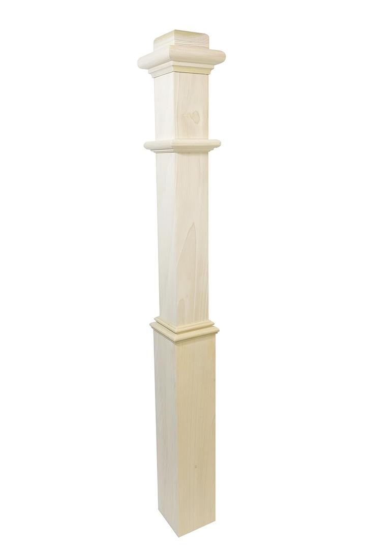 960 - Wood Box Newel - 48" Plain Style Stair Newel Post with Pedestal, Square Newel Post for Staircase, Elegant Sleeve Design, Durable & Customizable for Wood Stairs (Poplar)