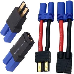 2 Pairs RC LiPo Battery Connector Adapter Compatible with Traxxas Lipo Battery Plug to EC5 Male Female on ESC Charger