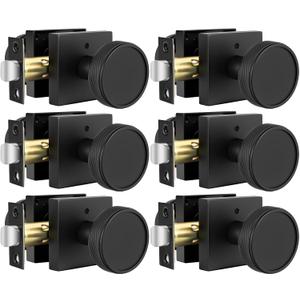 Goldenwarm Interior Door Knobs Black, Zinc-Alloy Modern Matte Black Door Knob Privacy Door Knobs Interior for Bedroom Bathroom, Heavy Duty Square Modern Doorknobs - 6 Pack