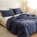 ROSGONIA Twin/Twin XL Comforter Set for College Boys Girls Navy Blue, 1 Blue Comforter & 1 Pillowcase, Lightweight Kids Comforter Soft Dorm Bedding