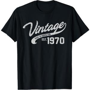 Vintage Made in 1970 T-Shirt 48th Birthday Gift T-Shirt (3XL, Black)