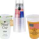 18 oz Host Cup Celebrating World Soccer Tournament Host USA, 24-Count Clear Disposable Plastic Party Cups, National Flag Themed for Fan Event Decorations Game-Day Festival, COME ON USA 2026