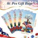 2 x Teenyyou 60 Pcs Patriotic Treat Bags Plastic God Bless America Bags Religious Cross American Flag Floral Goody Handbags Bulk for 4th of July Church Party Favors Independence Day Supplies, 1 Count