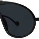 Trendy Oversized Sunglasses for Women Men Fashion Shield Aviator Sun Glasses UV400 Protection Goggles (Black)