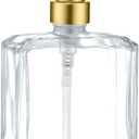 Clear Glass Soap Dispenser with Brushed Gold Pump, 13.5 OZ Liquid Soap Dispenser Square with Stainless Steel Pump with Waterproof Labels for Dish Hand Soap Bathroom Kitchen Vanity Countertop